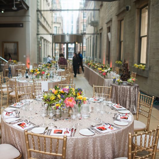 Wedding round table set up in the Atrium