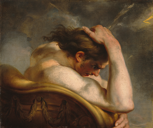 William Hilton II, Phaeton, 1820 A dramatic depiction of Phaeton in his father's chariot. Phaeton is seen at close quarters, in profile to the right, from the side of the chariot; he places a hand on the top of his lowered head in a gesture of failure and despair