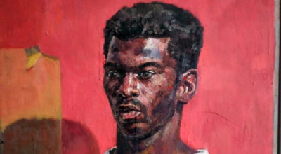 Nahem Shoa Head of Desmond Haughton 1991 Oil on board - detail