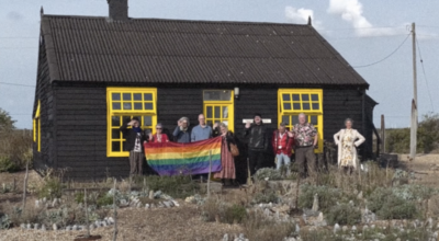Footage from the film of the Pocket Park group outside Prospect Cottage